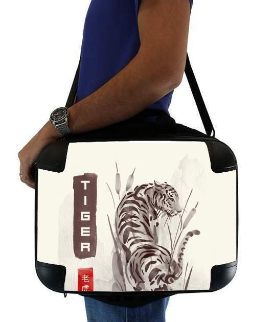  Tiger Japan Watercolor Art voor Laptoptas