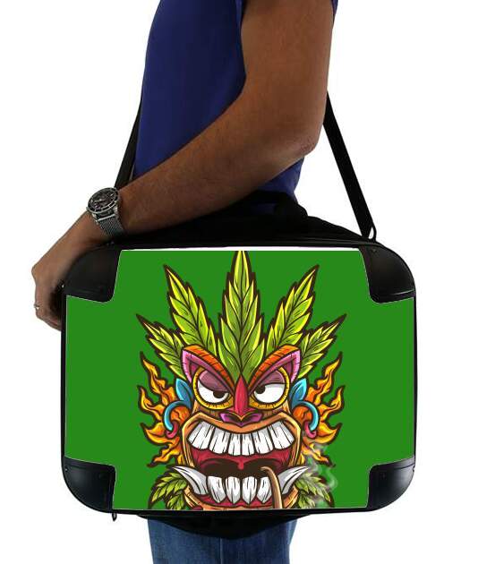  Tiki mask cannabis weed smoking voor Laptoptas