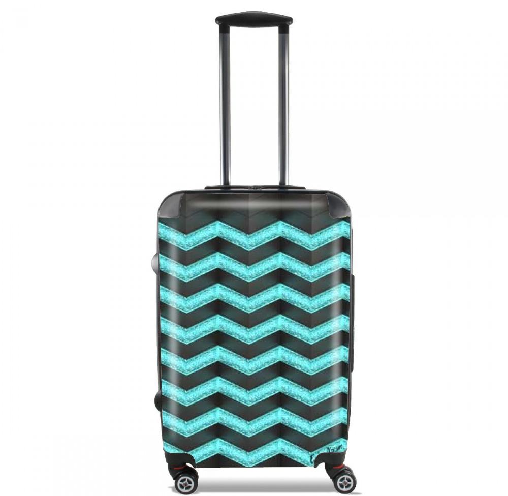  Blue Glitter Chevron voor Handbagage koffers