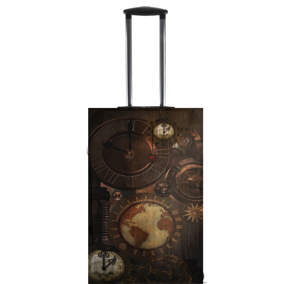  Brown steampunk clocks and gears voor Handbagage koffers